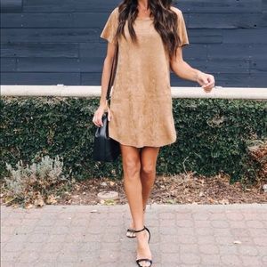 Sadly & Lu camel faux suede dress sz: Small